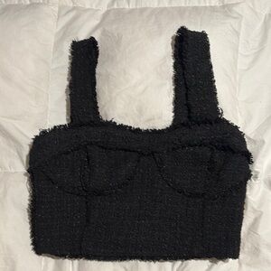 Chic Black Tweed Crop Top